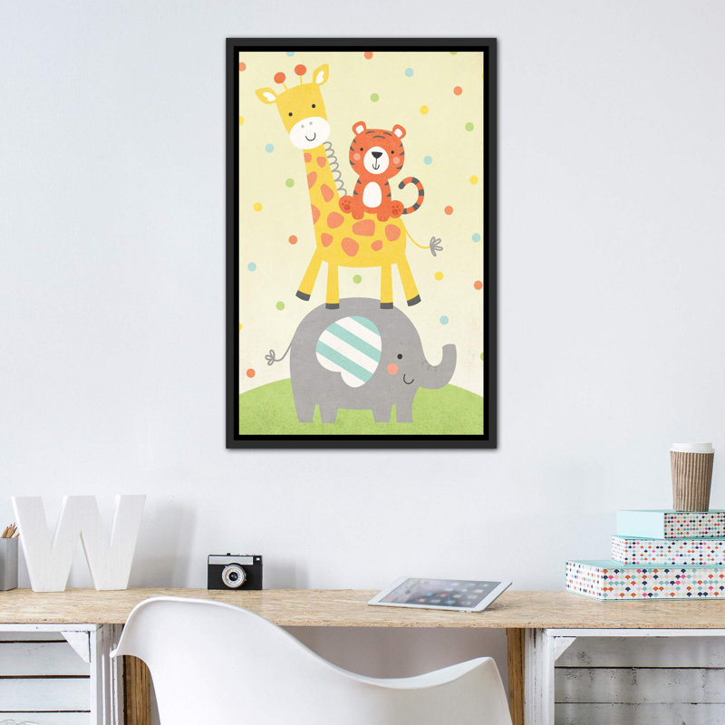 «Wild About Baby IV» par Gail Veillette - impression, H 40 po x l 26 po x P 1,5 po, Toile avec cadre noir patiné