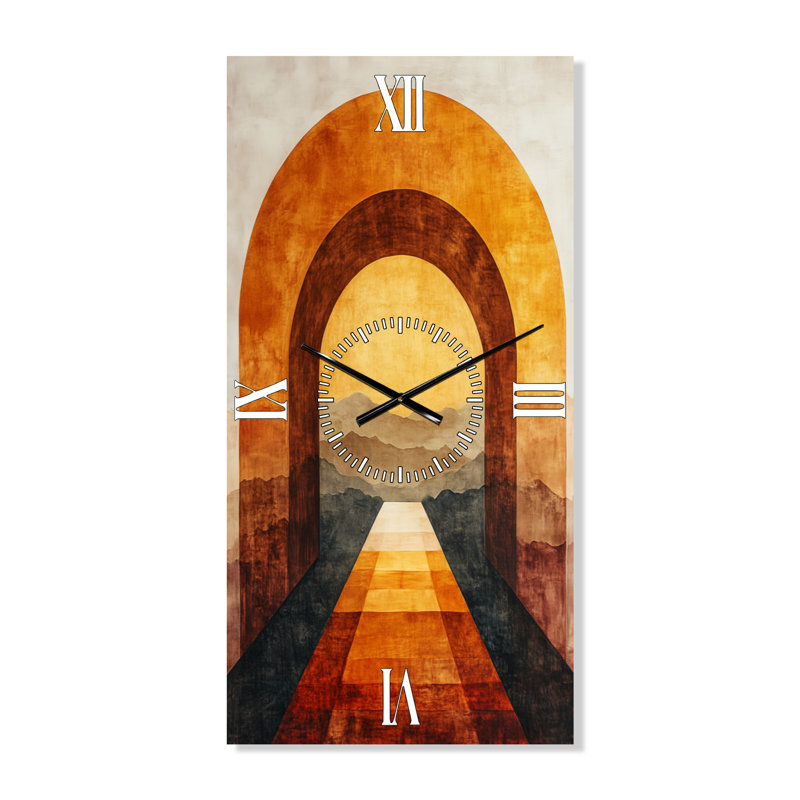 Horloge murale moderne arquée Perspectives I - Boho, H 40 po x l 20 po - Rectangle