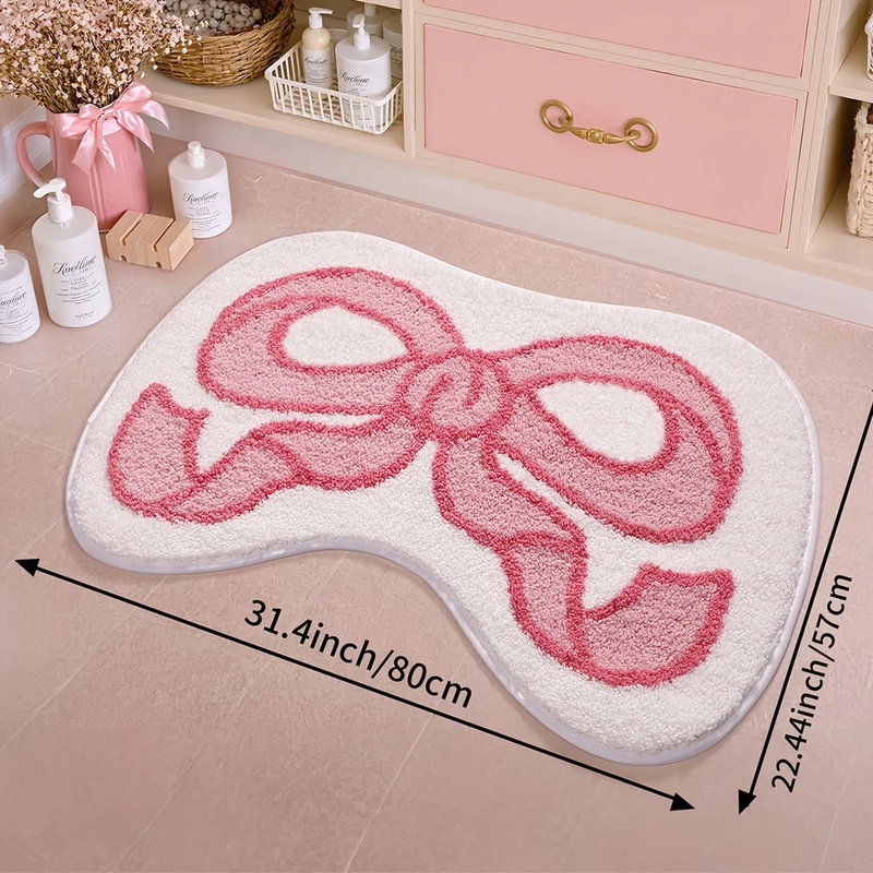 Tapis de bain pelucheux rose