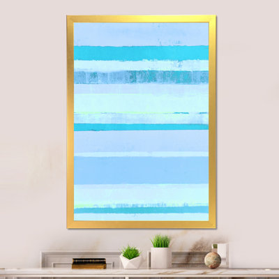 Turquoise sur bandes abstraites bleues - Art mural moderne et contemporain sur toile