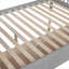 Structure de lit superposé en forme de L en bois massif gris ardoise, lit simple avec rangement sur 3 tiroirs et échelle et escalier