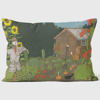 Garden Scarecrow Rectangular Throw Cushion