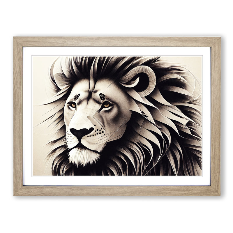 Miraculous Lion - Framed Print, 25cm H x 34cm W, Oak Framed
