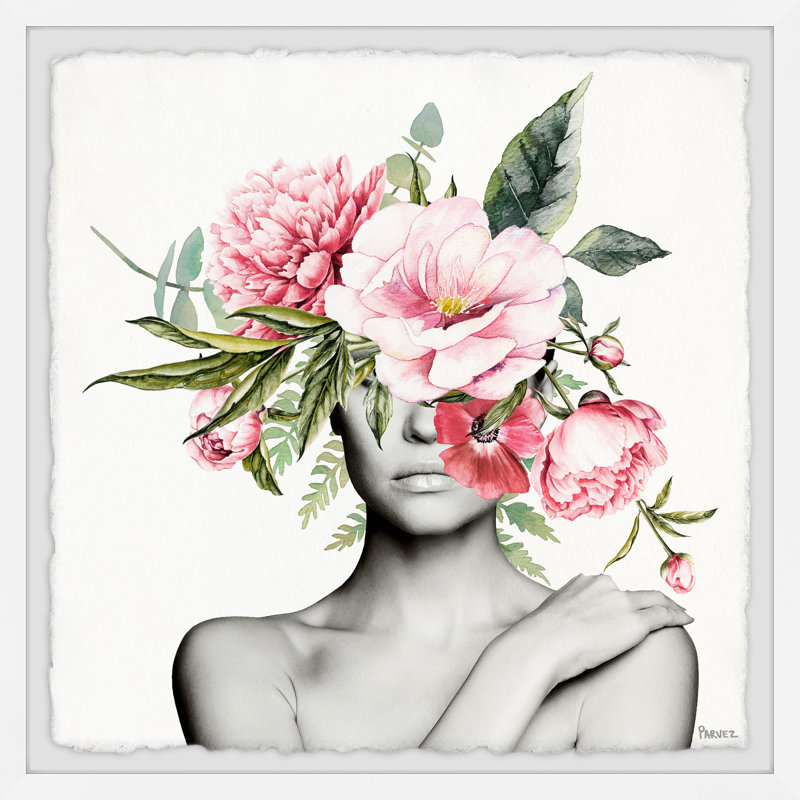 « roseing fleuri », reproduction encadrée, H 12 po x l 12 po x P 1,5 po