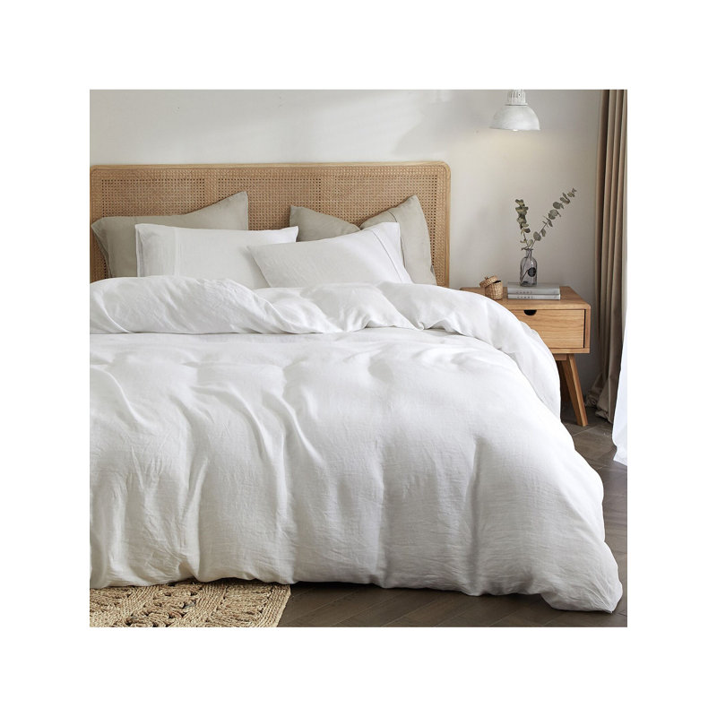 Housse de couette en lin Latitude Run® Housse de couette en lin blanc délavé, Blanc