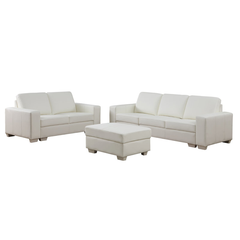 Canapé modulaire en cuir 6 pièces Ilminster, Cuir véritable blanc, Blanc