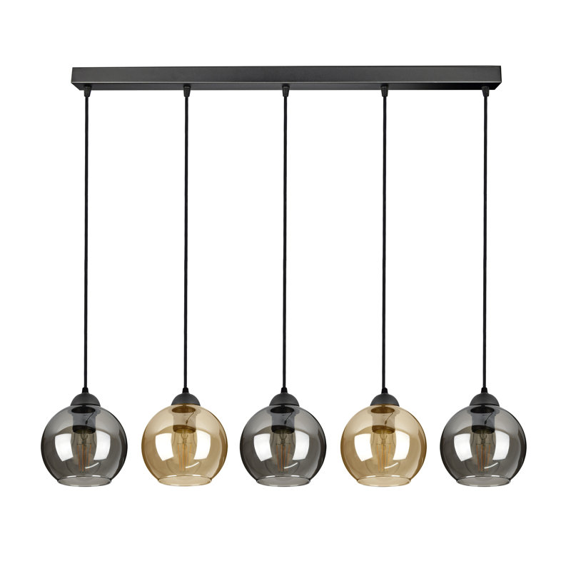 Ashtabula 5-Light Geometric Pendant, Aluminum/honey