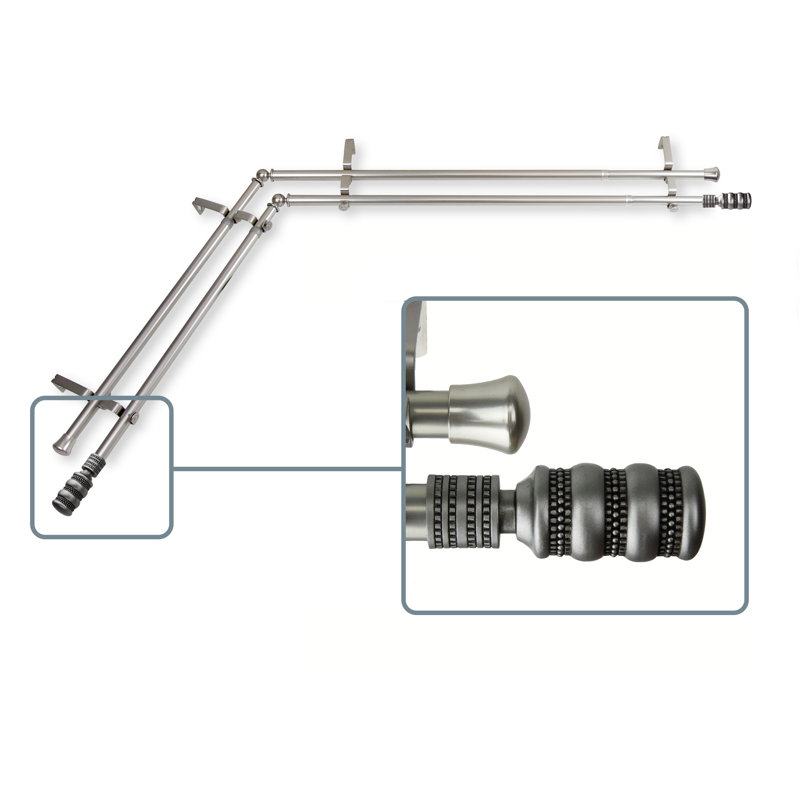 Tringle à rideaux double Parinaaz, L 48 po x l 84 po, Nickel satiné