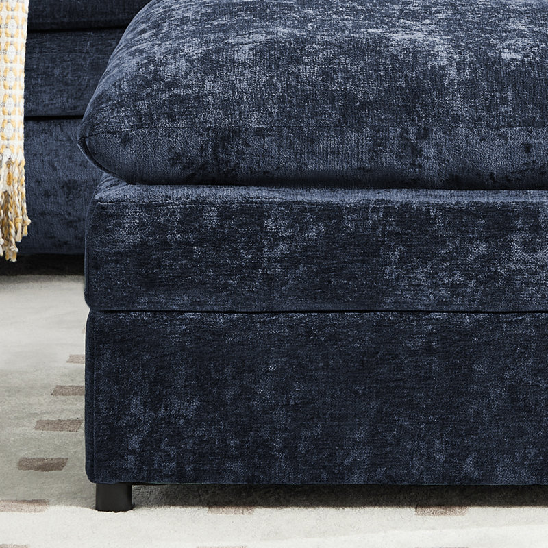 28'' Upholstered Square Ottoman (Set Of 2), Blue