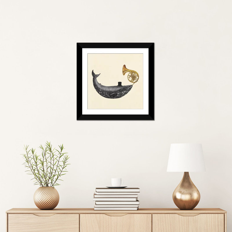 « baleinee song », impression sur toile, H 16 po x l 16 po x P 1 po, Papier d'art encadré noir, Blanc