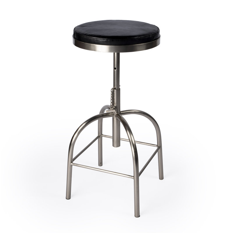 Annelisse Adjustable Height Stool, Black Genuine Leather