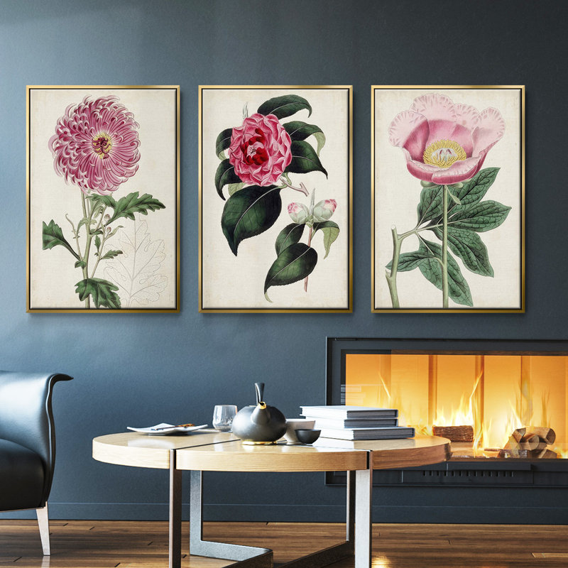 Ensemble de 3 pièces sur toile moyenne, Encadrement doré, H 36 po x l 72 po x P 2 po