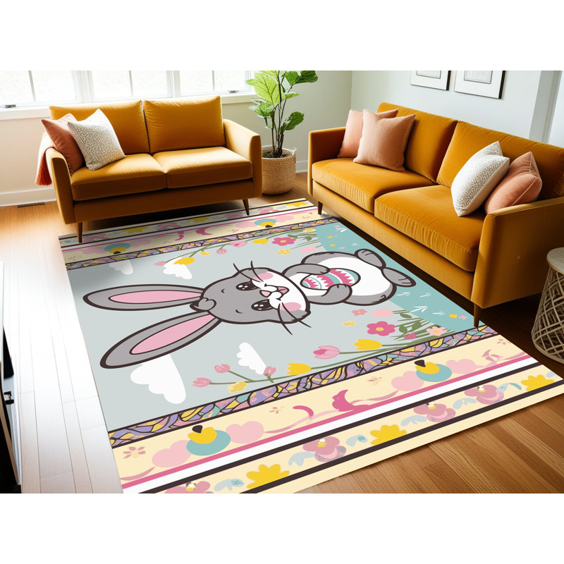 Tapis de fête de Pâques de six ans Ginza, Rectangulaire 2 pi x 3 pi