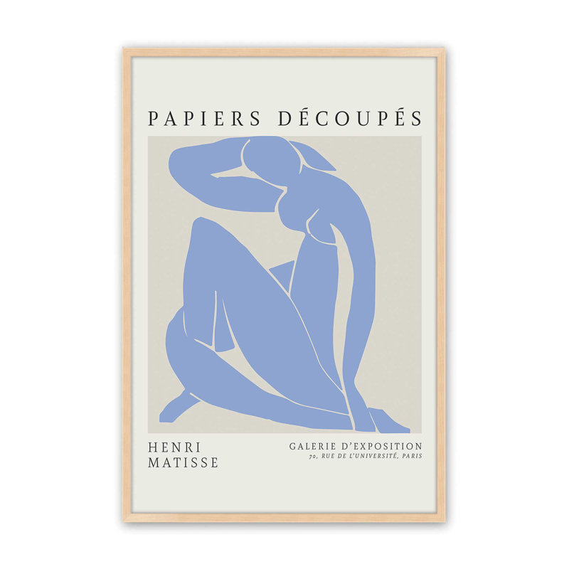 «Blue Nude II Matisse Fine Art», reproduction d'art sur cadre, H 15 po x l 12 po x P 1,25 po, Érable brut