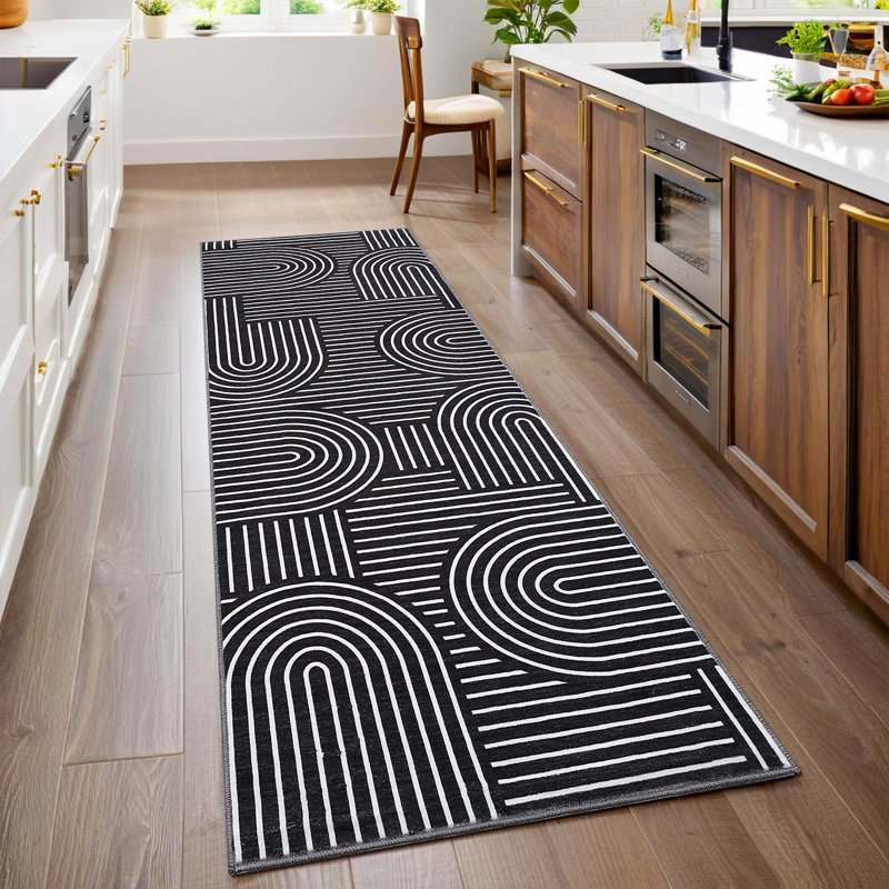 Modern Rainbow Striped Machine Washable Rug Stain Resistant Easy Cleaning Indoor Carpet With Non-Slip Backing Low Pile Floor Cover Non Shedding Folding Rug