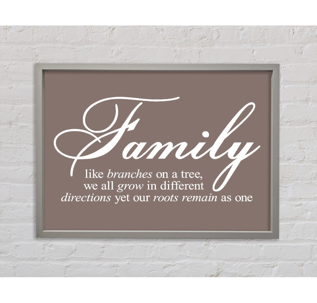 Family We All Grow In Different Directions Beige - Single Picture Frame Typography on Canvas