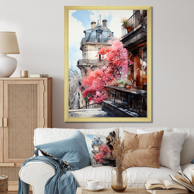 «Pink Paris Parisian Balconies I», reproduction sur toile