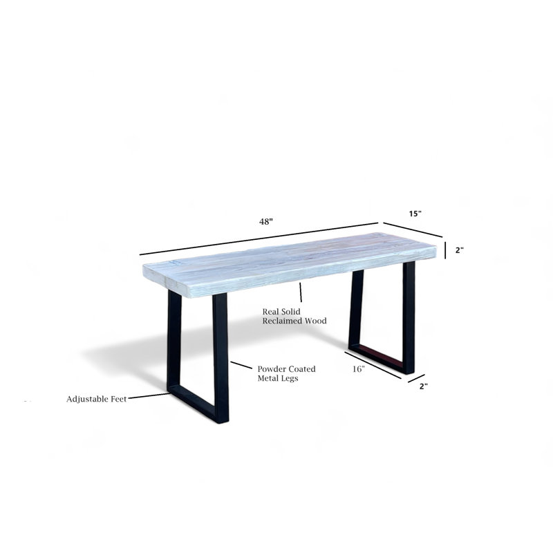 Timberland Trapezoid Bench, White, 22" H x 48" W x 15" D