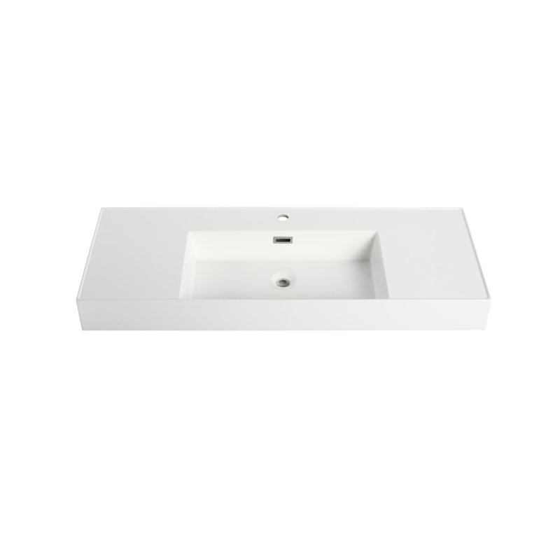 Meuble-lavabo en résine 48 po pour salle de bain - Blanc, enduit de gel, fascinant, 48,55 po P x l 18,14 l H 4,72 po