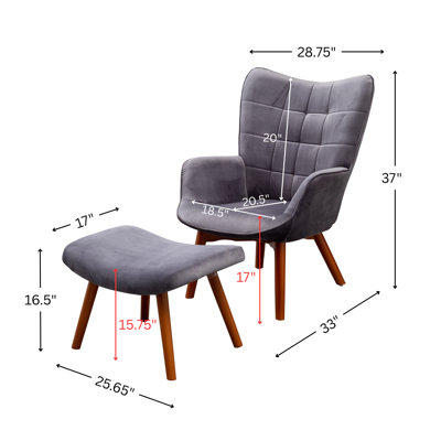 Battistina Velvet Armchair with Ottoman