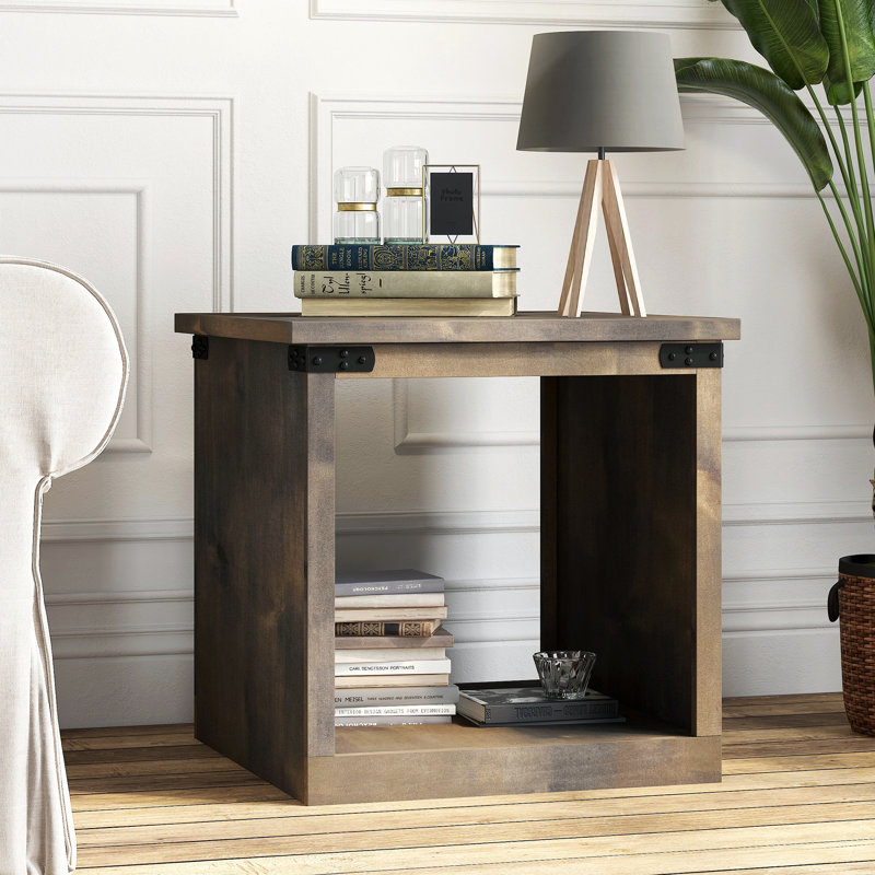 Side Table, No Assembly Required, Barnwood