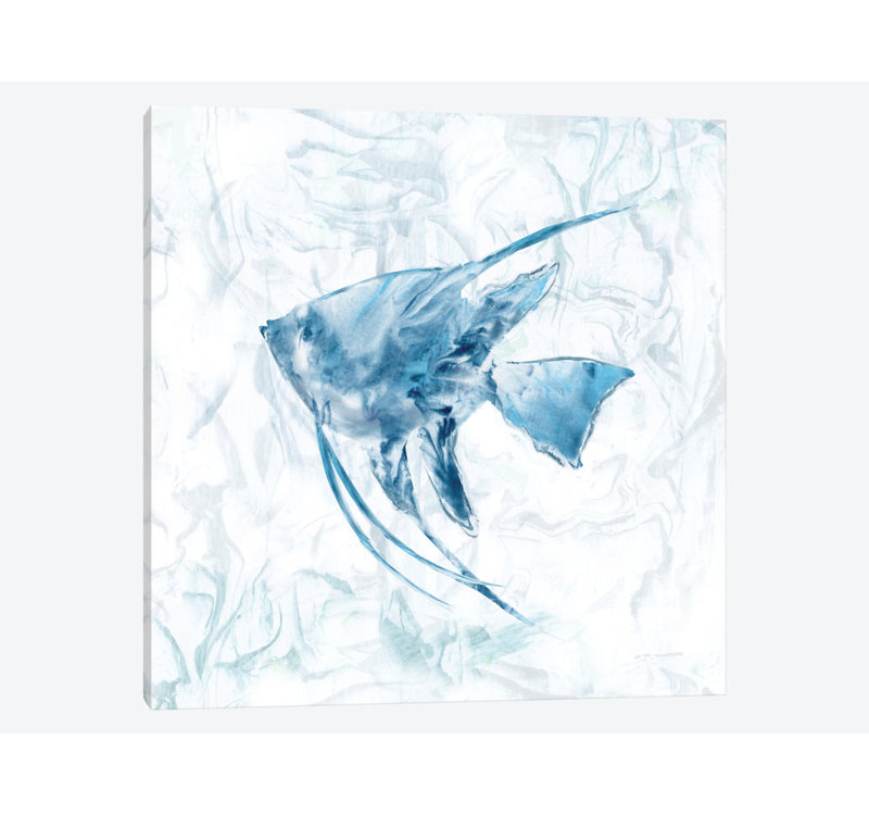 «Blue Marble Tropical Fish», impression sur toile, H 12 po x l 12 po x P 0,75 po, Toile tendue, Pas de tapis