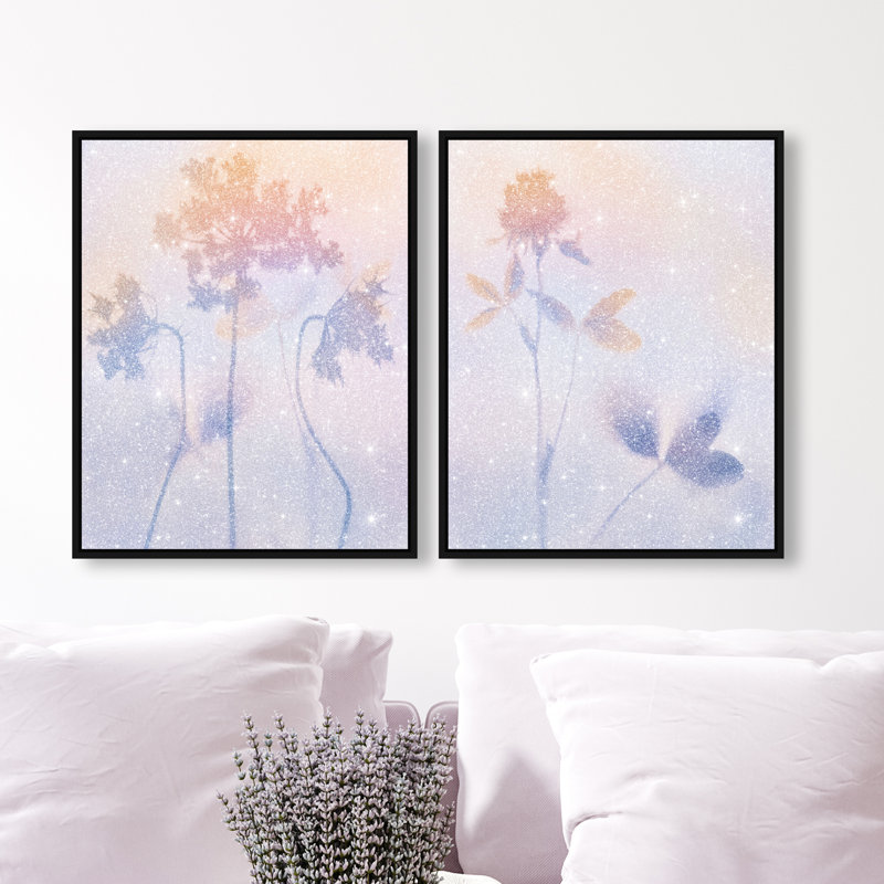 Lavender Shadows Set Set by Oliver Gal, 17"H x 21"W, Black Floater Frame