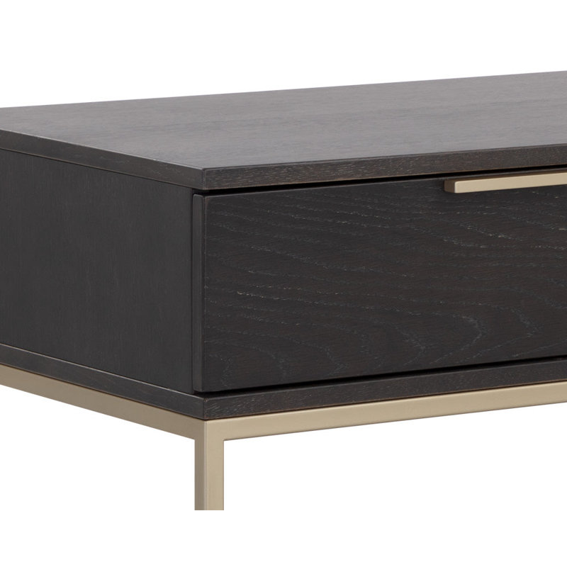 Mitrea 1 - Drawer Nightstand, Charcoal Gray/Gold