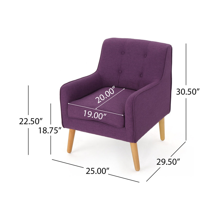 Kie 25" Wide Tufted Polyester Armchair (Set of 2), Purple Polyester Blend