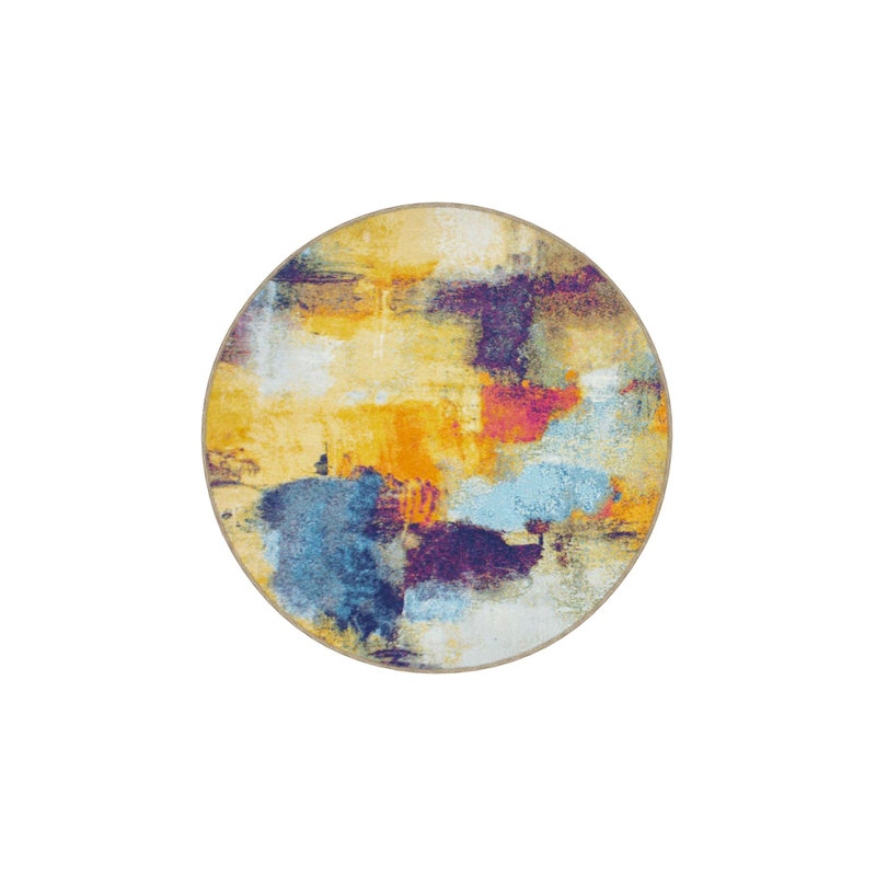 Blurred Multi Color Pattern Woven Base and Washable Area Rug, Runner 3'3" x 6'7"