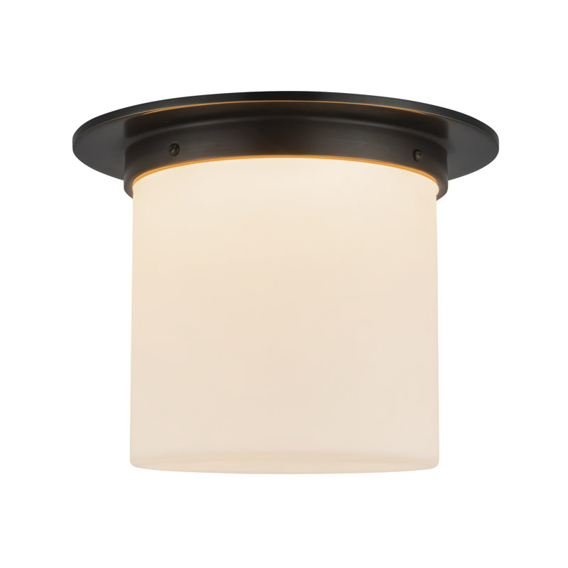 Mineral 11-in Brass Flush Mount, Oil Rubbed Bronze, Opal Glass