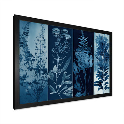 Fleurs sauvages rétro dans les tons de bleu IV - reproduction sur toile