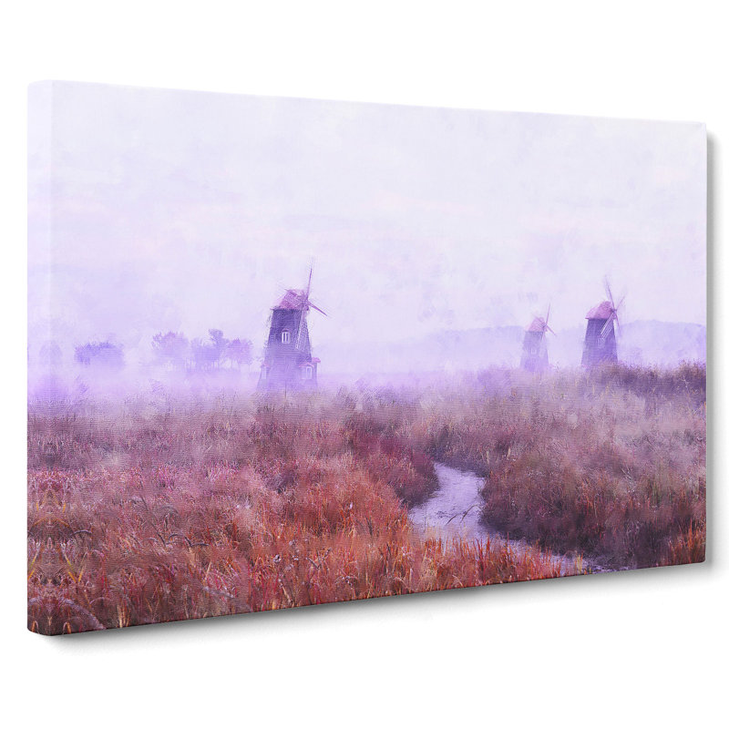 Landscape Windmill and Stream - Wrapped Canvas, 50cm H x 76cm W x 3cm D