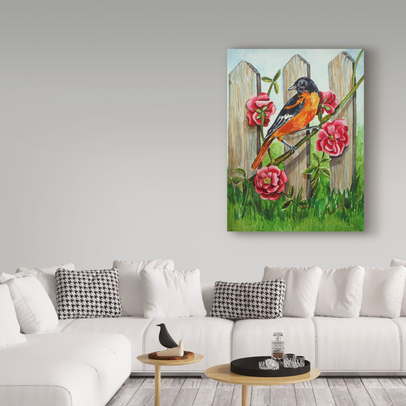 «Oriole Bird», reproduction de peinture acrylique sur toile tendue, H 24 po x l 18 po x P 2 po