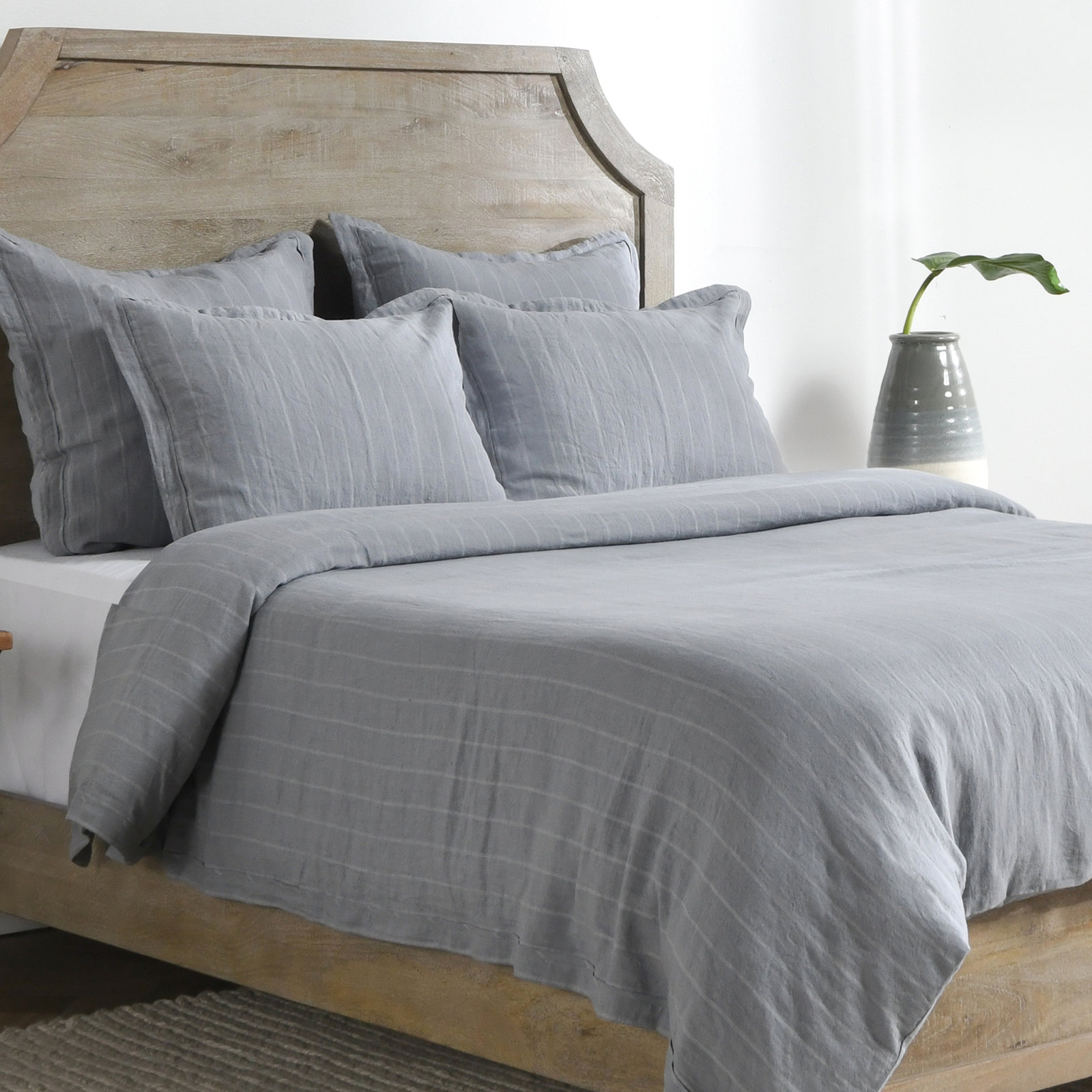 Tasmin Linen Duvet Cover, King Duvet Cover, Sea Fog Blue