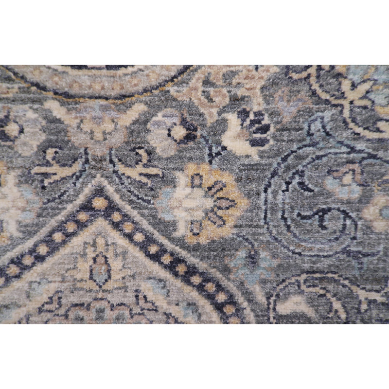 Tapis bleu clair / gris de haute qualité noué à la main