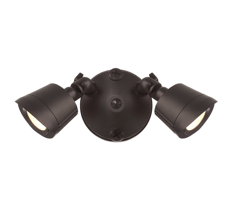 2 - Head LED Hardwired Outdoor Security Flood Light, Bronze