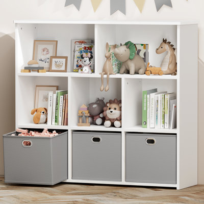 39"W Bookcase With 3 Removable Drawers, Wood Storage Organizer Bookshelves by Isabelle & Max