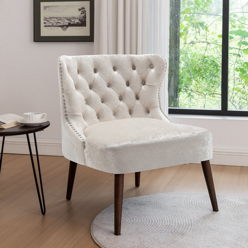 Fauteuil de chambre Kaleesi, Velours crème