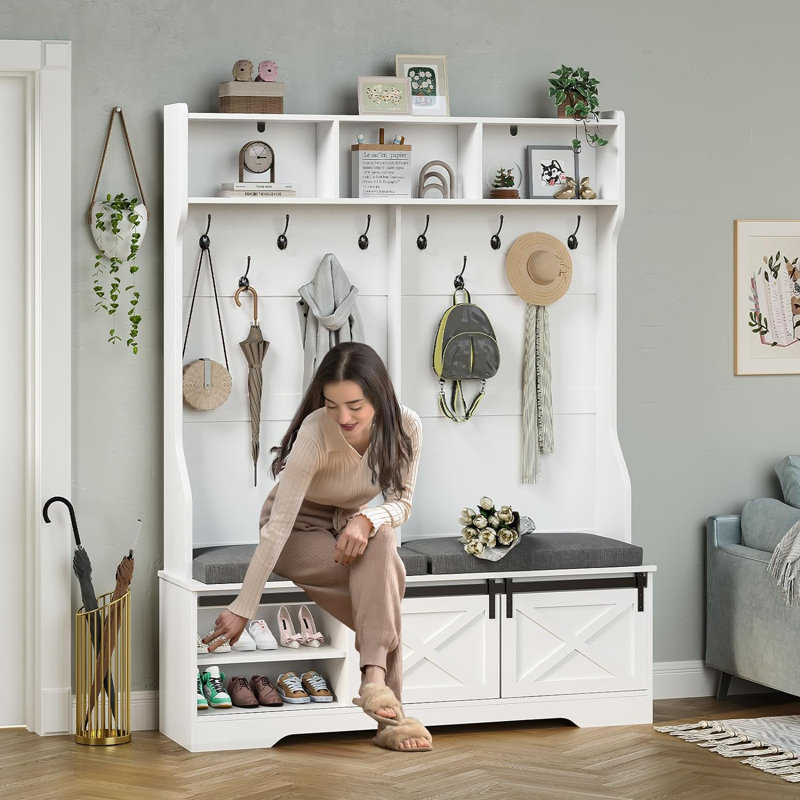 Maci Hall Tree with Bench and Shoe Storage