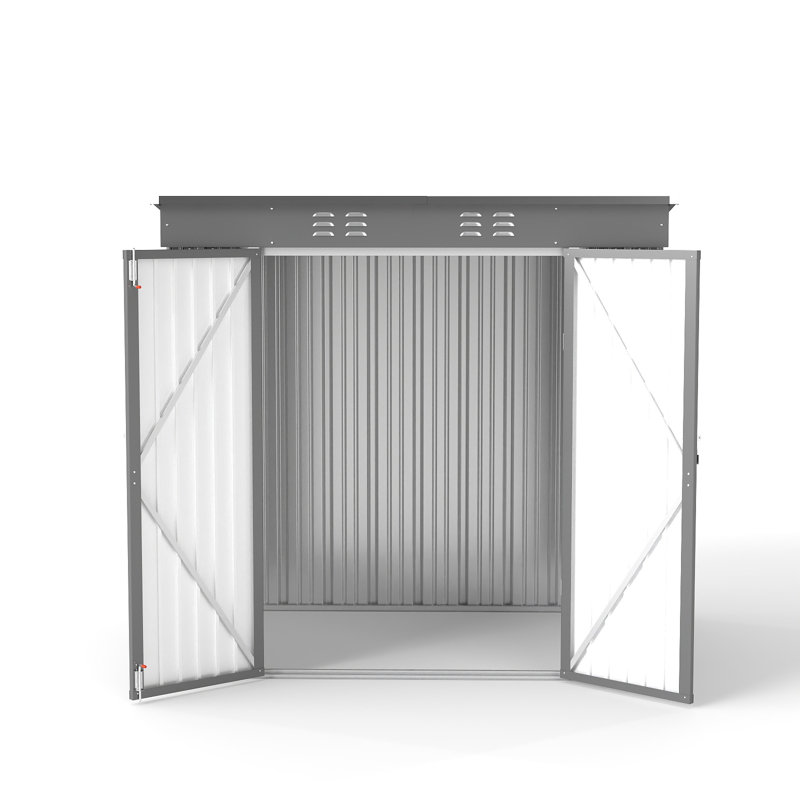 Aiho 6 ft. W X 4 ft. D Galvanized Steel Horizontal Storage Shed, Grey