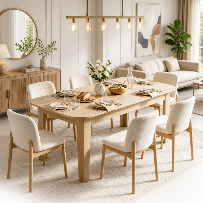 Extendable with Steel Base Dining Table