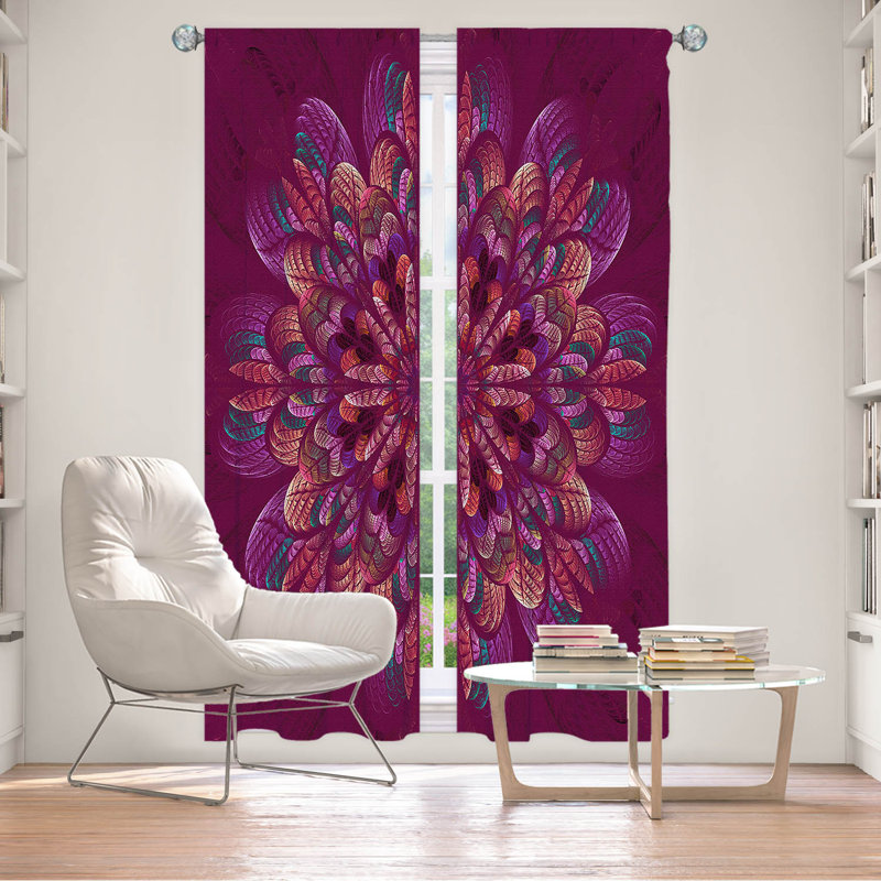 Paire de rideaux obscurcissant en polyester Bourdeilles, Mauve / Rose / Bleu, L 20 po x L 52 po