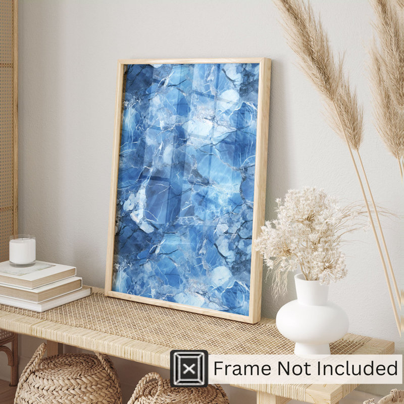 «Abstract Blue Marble Geode VII», reproduction d'art moderne sans cadre, H 36 po x l 24 po