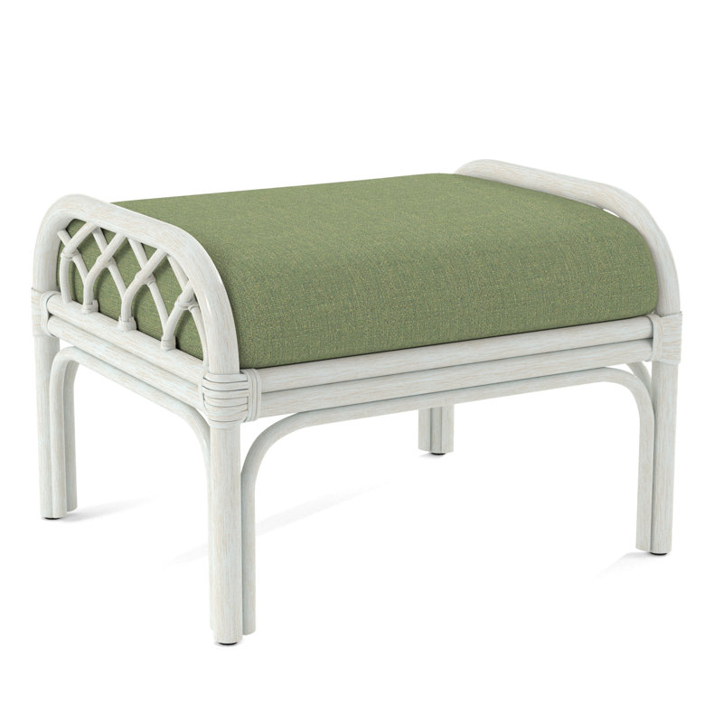Edgewater Ottoman, Bisque, Light Blue Performance Fabric; 0851-55