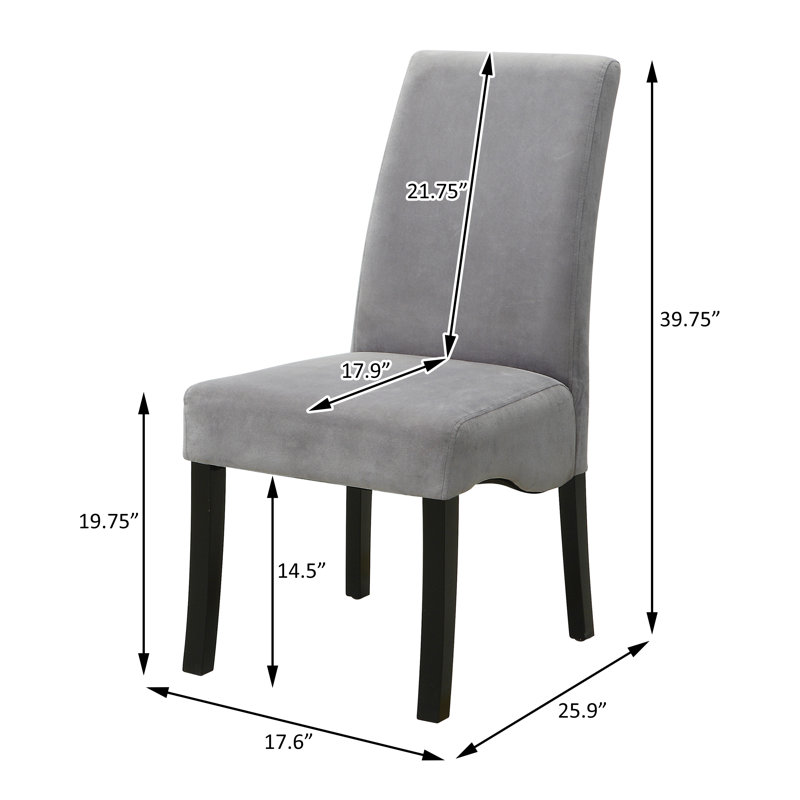 Chaise parsons rembourrée en velours gris Quantia