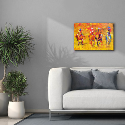 Toile épique «Golden Derby» par Valtcho Tonov, 26 po x 18 po