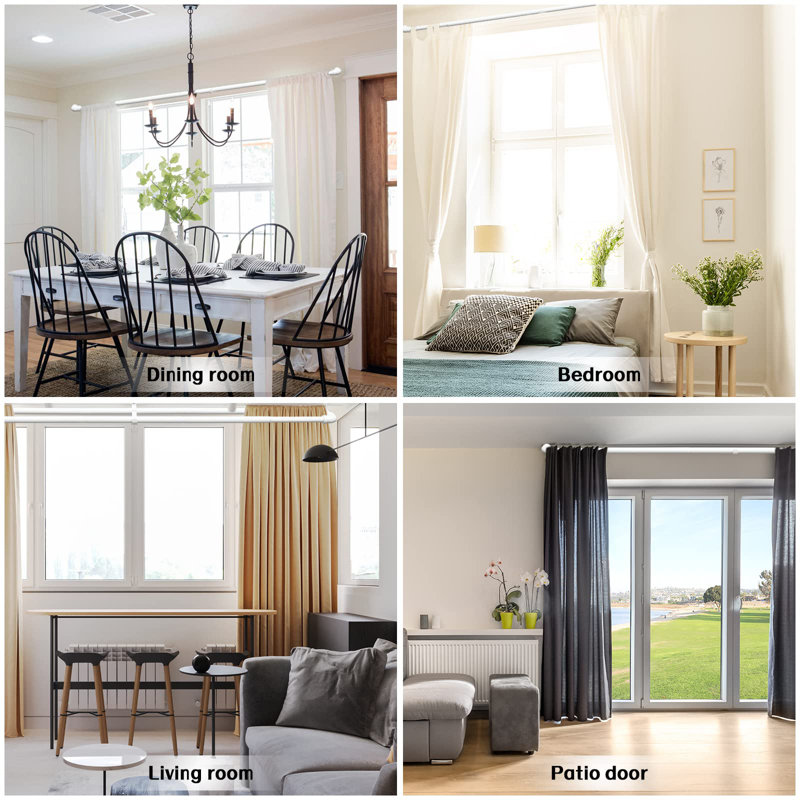 Anastasas Matte White Adjustable Double Curtain Pole, 74cm - 236cm