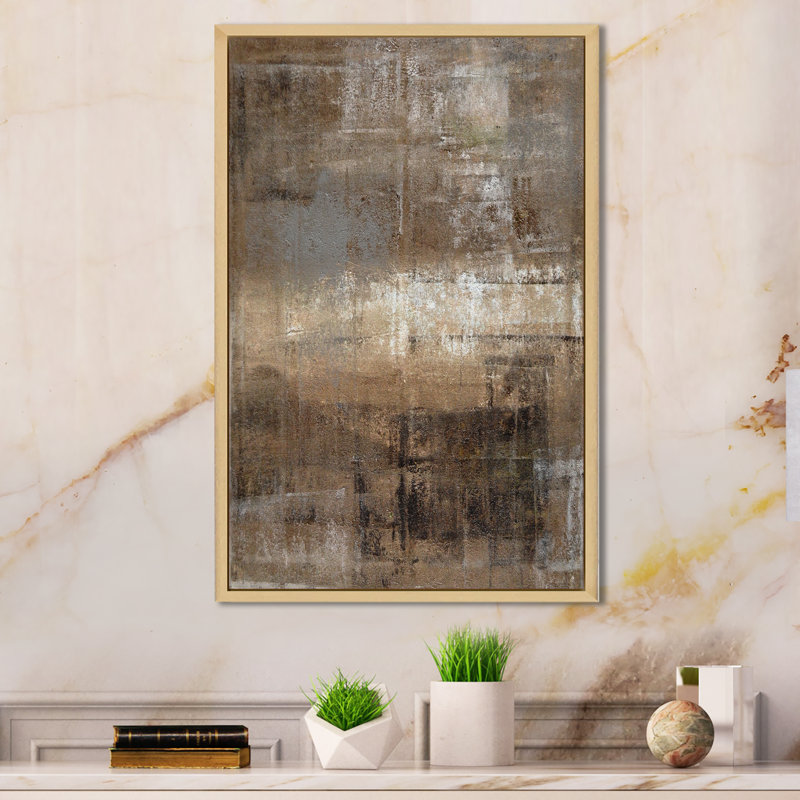 «Brown rencontre le gris», art abstrait moderne et contemporain sur toile, H 36 po x l 24 po, Brun
