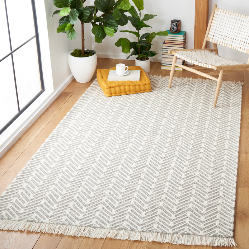 Tapis en laine et coton tissés à la main Welty Natura, Rectangle 8 pi x 10 pi